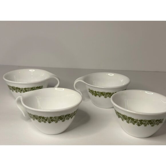 VTG Corelle Spring Blossom Green “Crazy Daisy” Coffee Tea Cups Set of 4 Kitchen - Picture 2 of 7